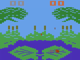 Frogs and Flies title screen for Atari 2600